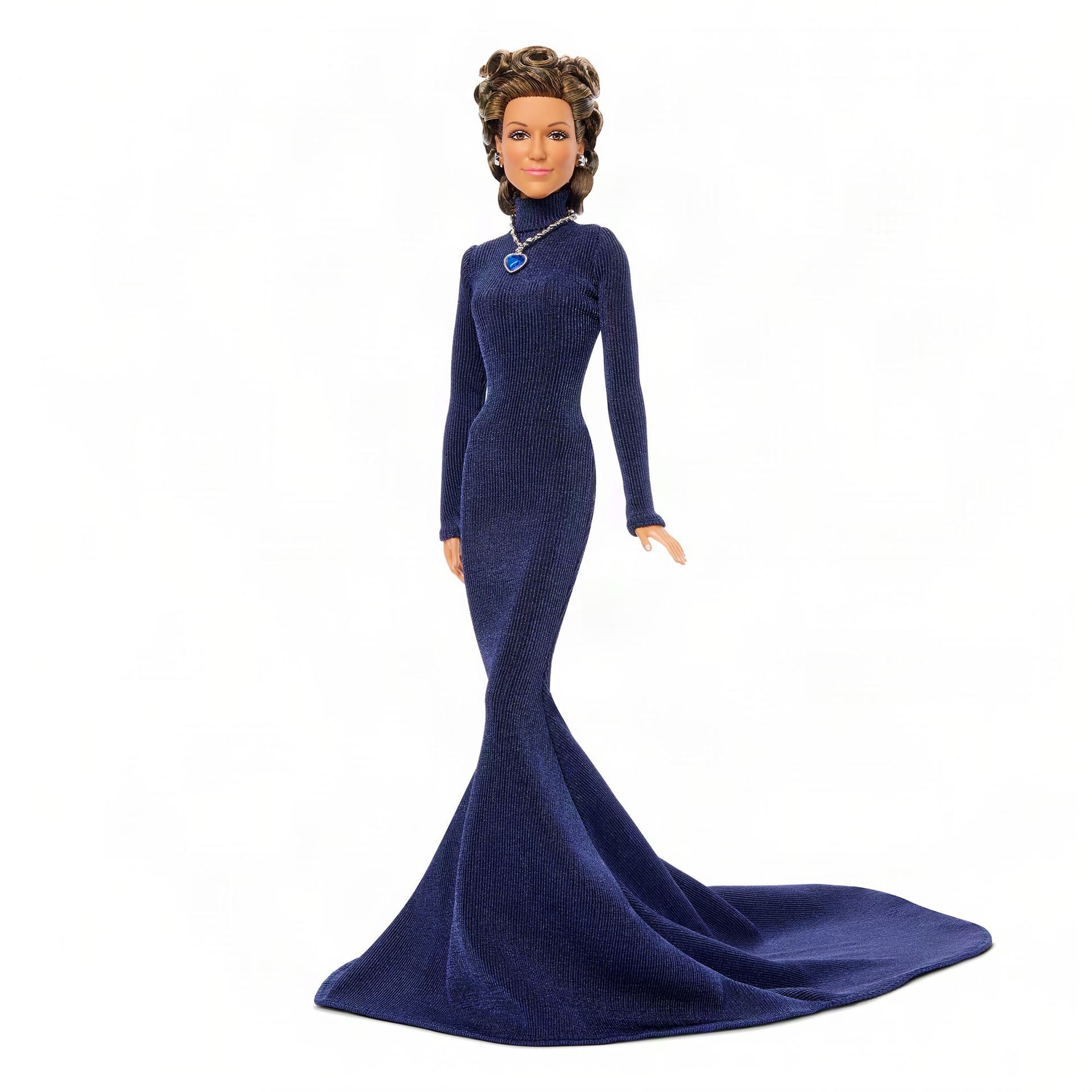 Лялька Barbie Селін Діон у темно-синій трикотажній сукні з довгим шлейфом
